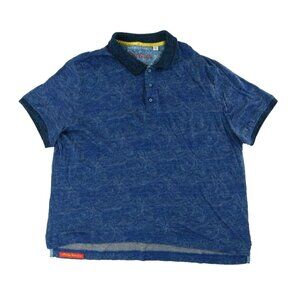 Robert Graham Mens Polo Shirt XXL Blue Lotus Swirl Short Sleeve